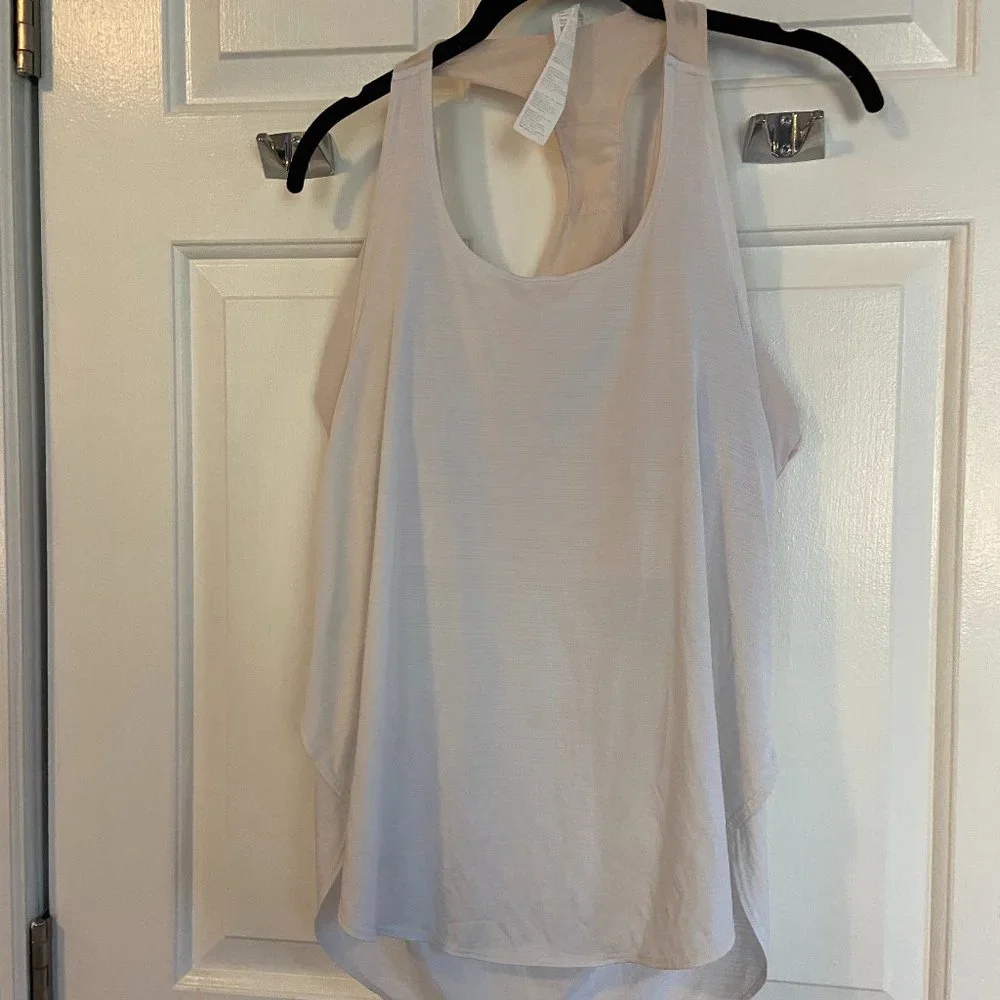 Fabletics White Racerback Tank Top with Pink Built in Bra - Picture 6 of 6